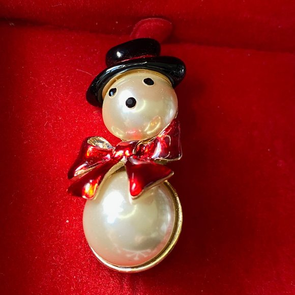 Merry and Bright Pearl Snowman Christmas Ornament - Picture 1 of 6